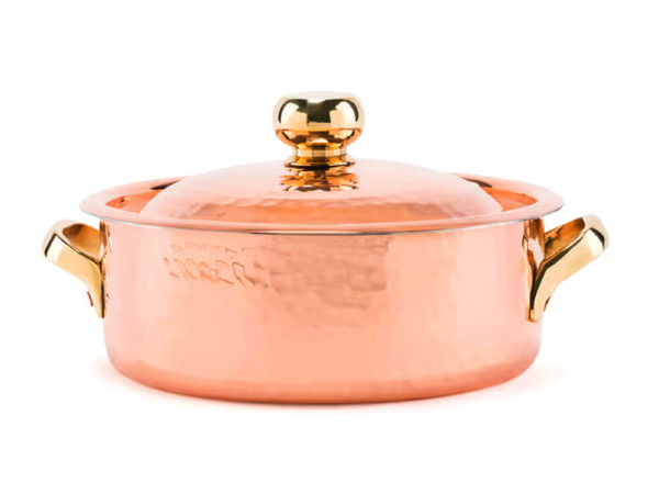 Faitout en cuivre avec couvercle 1mm